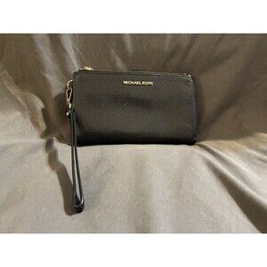 Michael Kors Jet Set Signature Multifunction Wristlet Wallet Billfold Black Gold